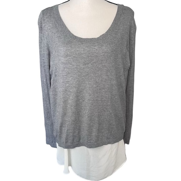 Torrid Grey Sweater with Long Cream Under Tank Lightweight Knit Fall Blouse - Picture 1 of 11